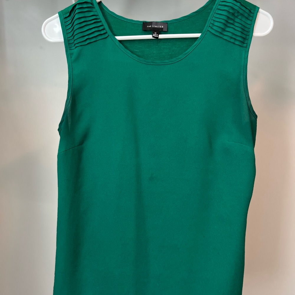 The Limited Green Tank Top with Shoulder Detail
